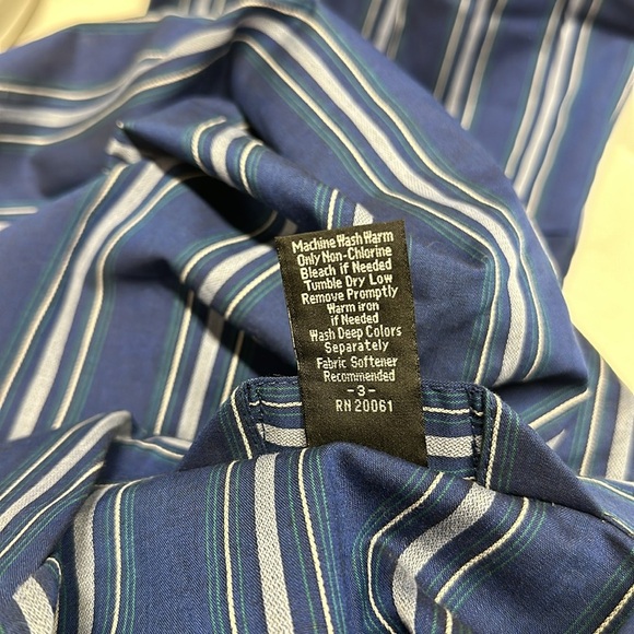 Christian Dior Pajamas 2 Piece Set Collared Shirt Pants Blue Striped Men's Large - Picture 8 of 11